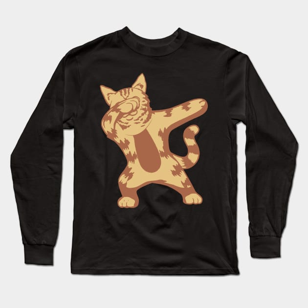 Funny kids design cat dabbing Long Sleeve T-Shirt by FancyVancy